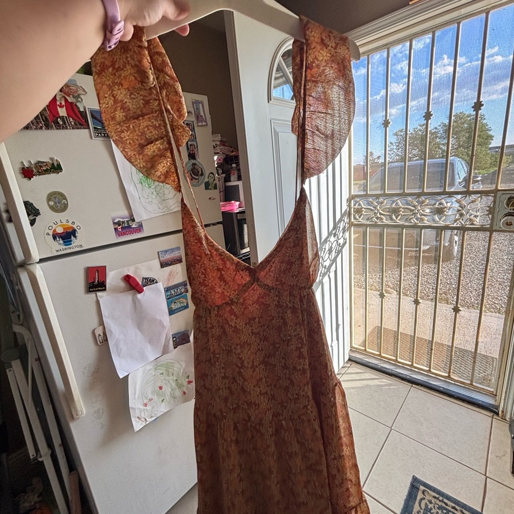 Madewell Rust Floral Backless Dress